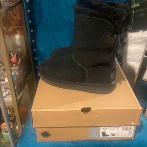 UGG Black Suede Boots with Bows